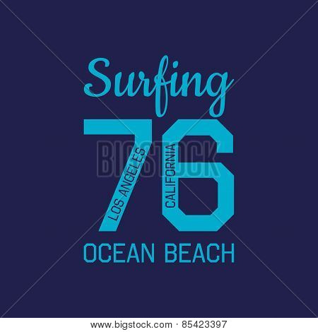 Stamp Of California Ocean Beach Surf For Typography