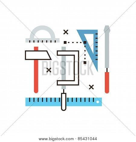 Engineering Tools Flat Line Icon Concept