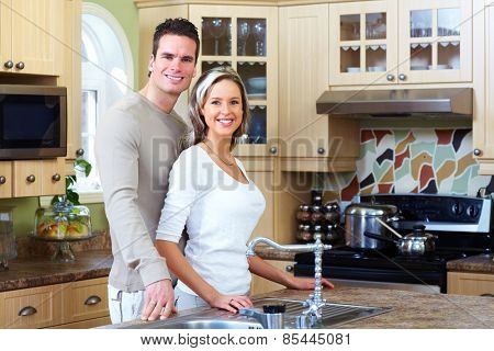 Young loving couple at new home. Relationship.