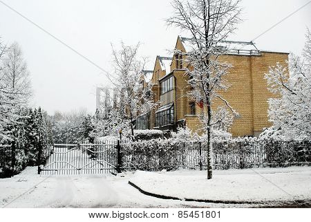 Winter Snowfall In Capital Of Lithuania Vilnius City Fabijoniskes District