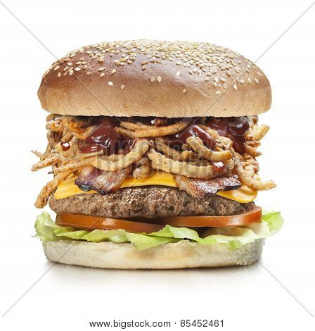 Burger with onion rings