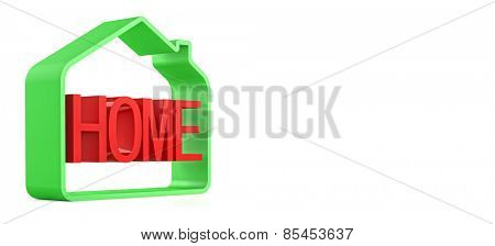3d meatphoric home flat image on white