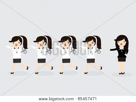 Wind-up Business Woman Concept