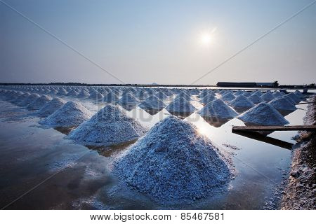 Heap Of Sea Salt In Original Salt Produce Farm Make From Natural Ocean Salty Water Preparing For Las