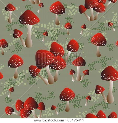 Amanita, Seamless Pattern