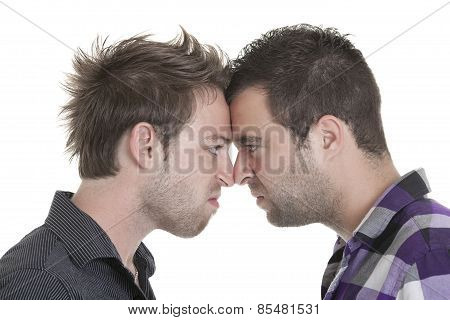 Two best friend in front of a white background