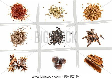 Set of different spices