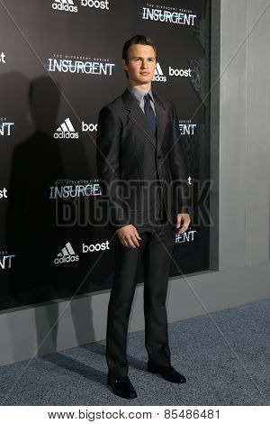 NEW YORK-MAR 16: Actor Ansel Elgort attends the U.S. premiere of 