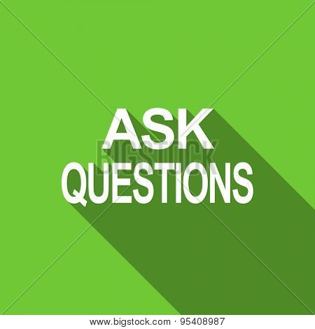 ask questions flat icon  original modern design green flat icon for web and mobile app with long shadow 