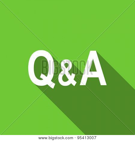 question answer flat icon  original modern design green flat icon for web and mobile app with long shadow 
