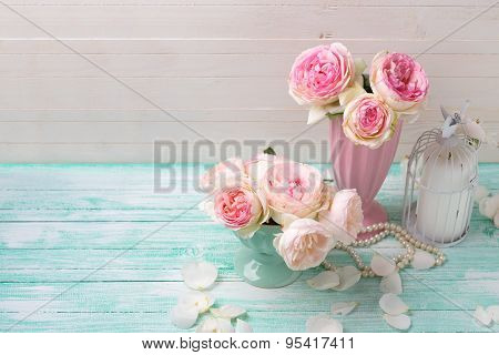 Background With Elegant Roses Flowers