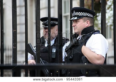 British Policemen At Downing Street