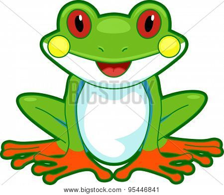 Cutesy Illustration of a Tree Frog Flashing a Wide Smile