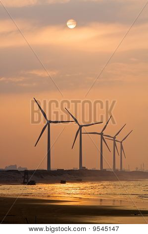 Vindkraft Under solnedgang