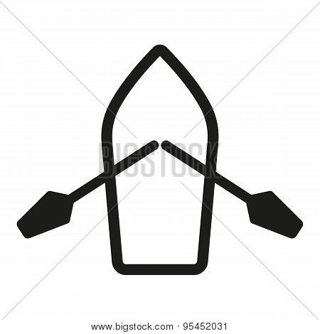 The Boat And Oars Icon. Skiff And Paddle Symbol. Flat