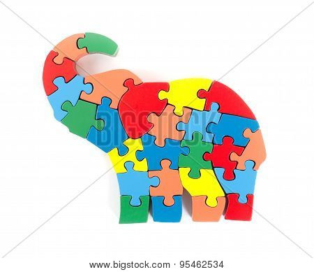 Colorful Puzzle Pieces In Elephant Shape