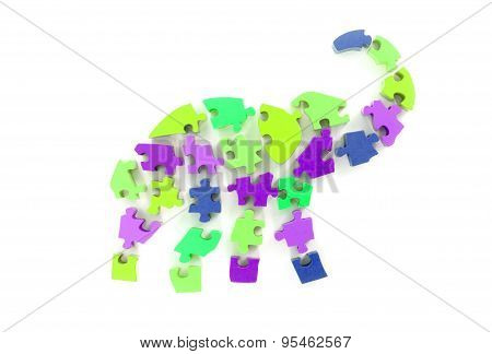 Colorful Puzzle Pieces In Elephant Shape