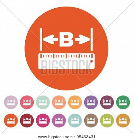 The Width Icon. Measurement And Ruler Symbol. Flat
