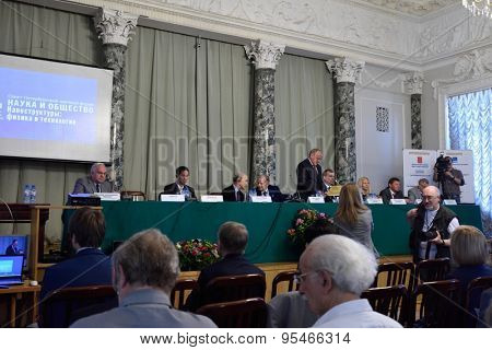 ST. PETERSBURG, RUSSIA - JUNE 22, 2015: Plenary thesis during the Saint Petersburg scientific forum 
