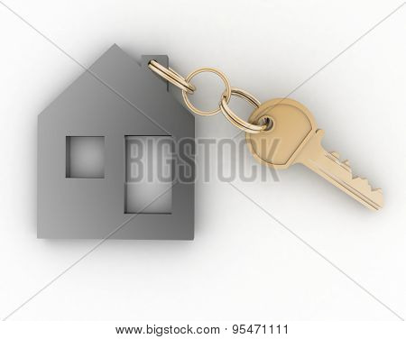 3d model house symbol with key