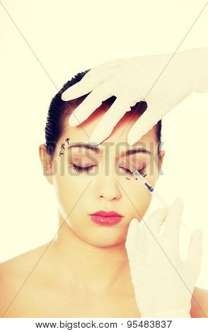 Cosmetic botox injection in the female face