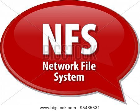 Speech bubble illustration of information technology acronym abbreviation term definition NFS Network File System