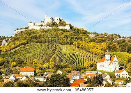 ruins of Falkenstein Castle in autumn, Lower Austria, Austria