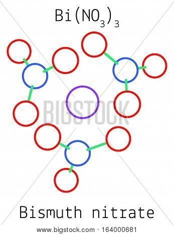 Bismuth nitrate BiN3O9 molecule isolated on white