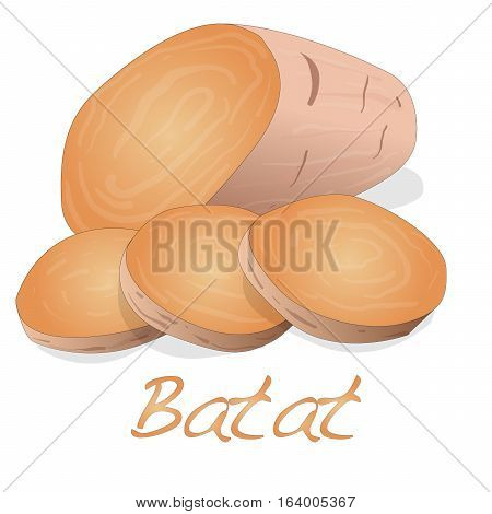 Batat, Sweet Potato Illustration On White
