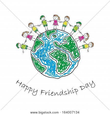 People around the earth on a white background