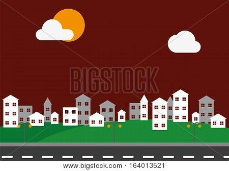 Urban landscape and city life. Spring. Vector illustration
