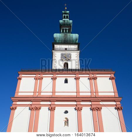 Church of the Assumption in Polna.The three nave Baroque basilica is one of the largest in the Czech Republic is 63 m long 26 m wide and 22 m high.