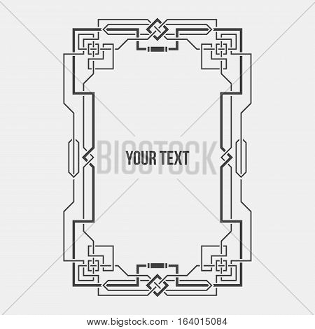 Art Deco Geometric Border. Vertical Rectangular Frame. Useful For Presentations And Advertising.