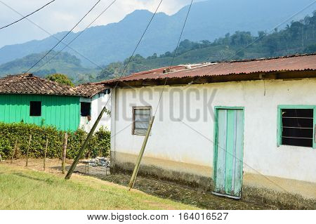 Small village of coffee growers in the highlands of Honduras Central America. San Luis de Planes Santa Barbara National Park