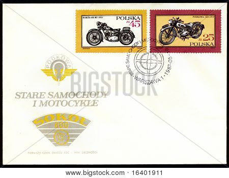 FDC-Polen-Umhüllung - alte Autos und Motorräder