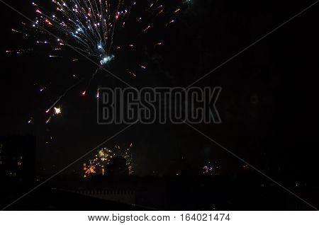 rooftop view from apartment building new year fireworks in berlin