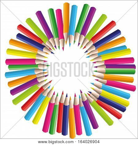 vector circle background of colored pencils for your design