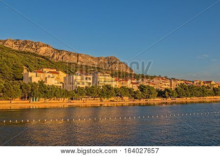 TUCEPI, CROATIA - September 20, 2016 Last tourists enjoying on the town beach.