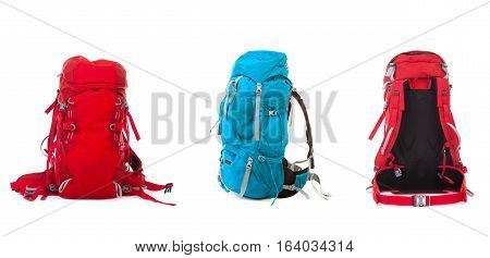 Set of Hiking Backpack isolated  on white background