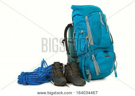 Hiking gear isolated on the white background
