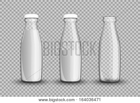 Transparent Glass Bottle Of Milk