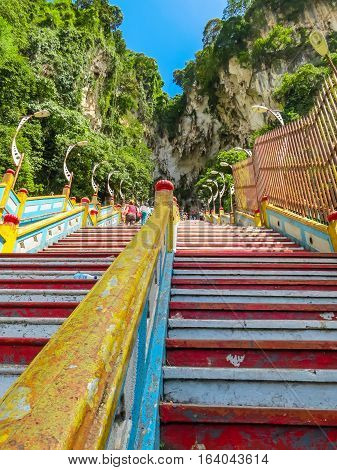 Huge ladder to Batu Caves. Kuala Lumpur, Malaysia