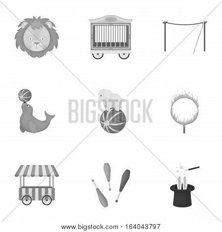 Circus set icons in monochrome style. Big collection of circus vector symbol stock