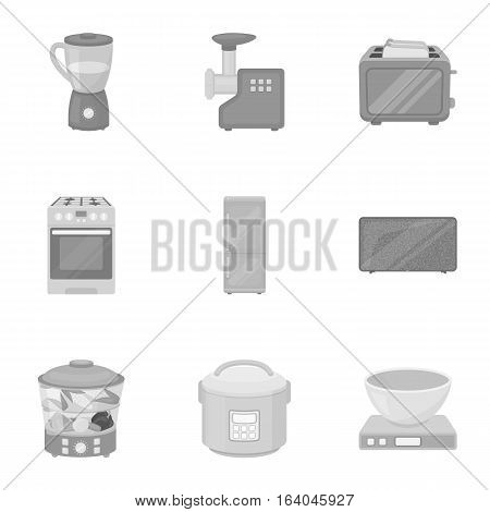 Household appliances set icons in monochrome style. Big collection of household appliances vector symbol stock
