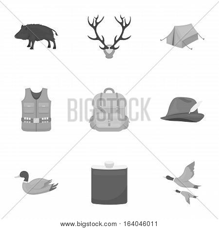 Hunting set icons in monochrome style. Big collection of hunting vector symbol stock