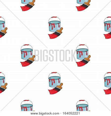 Bucket of paint and paintbrush icon in pattern style isolated on white background. Artist and drawing symbol vector illustration.