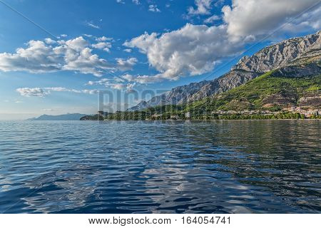 Beautiful nature of Tucepi touristic town on the Adriatic Sea coast, Croatia.