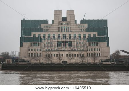 London, UK - 19 December 2016: Building of Secret Intelligence Service MI6