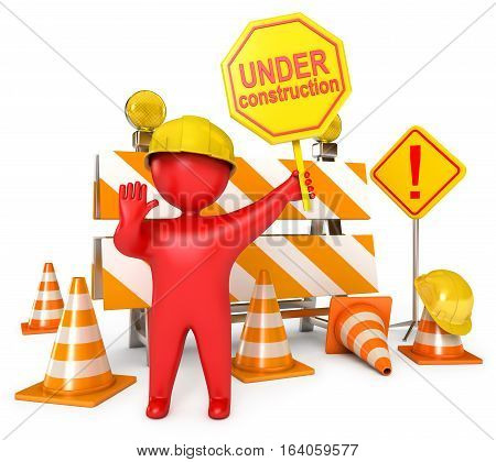 Red Human At A Stop Pose