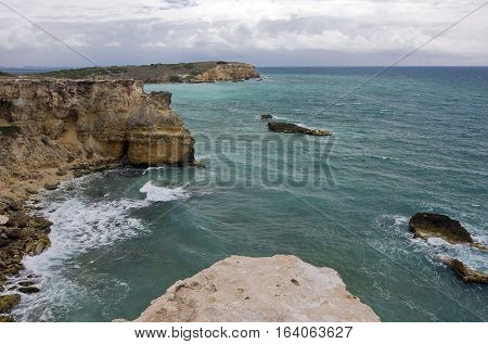 Cliffs of a rough coast line in Puerto Rico.